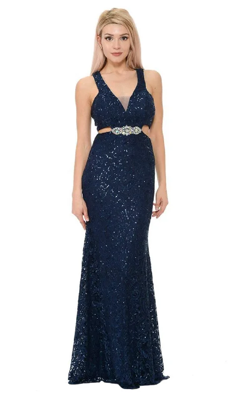 Dreamy Lace Gown Lenovia - 5170 Lace Plunging V-Neck Evening Dress