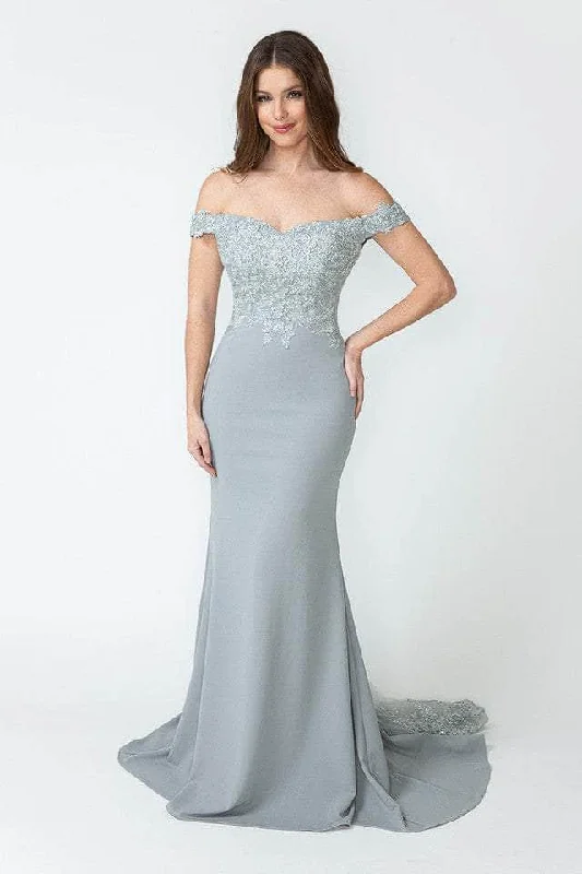 Fairytale Gown Lenovia - 8134 Embroidered Off Shoulder Trumpet Dress