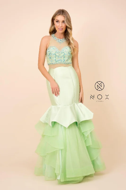 Classic Gown Long Formal Prom Two Piece Gown Mermaid Dress