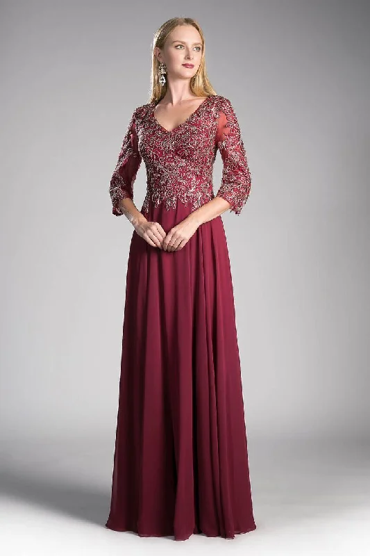 Off-Shoulder Lace Gown Cinderella Divine CD0122 Long Sleeve Mother of the Bride Plus Size Dress