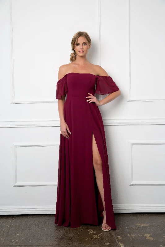 Dreamy Wedding Gown Long Formal Bridesmaids Chiffon Evening Gown