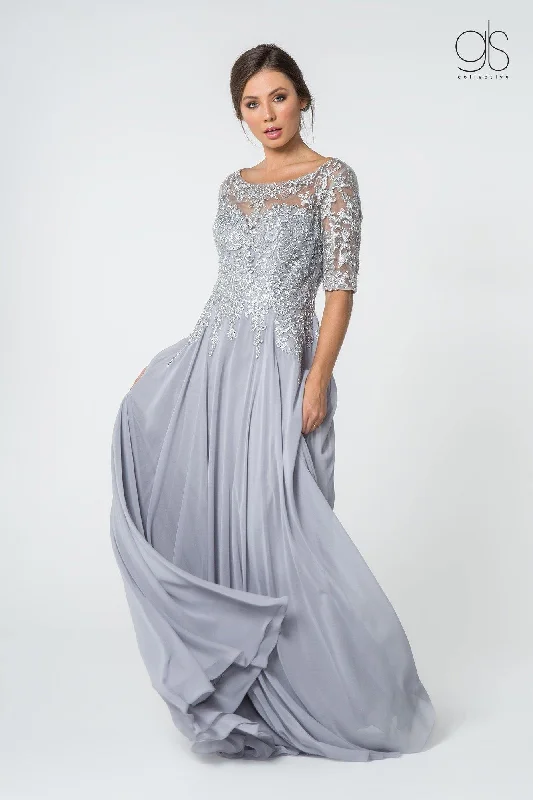 Beaded Dress Long Formal Mother of the Bride Chiffon Dress