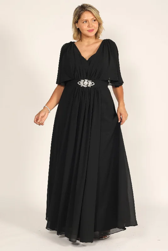 Embroidered Satin Dress Dylan & Davids Long Formal Black Evening Dress