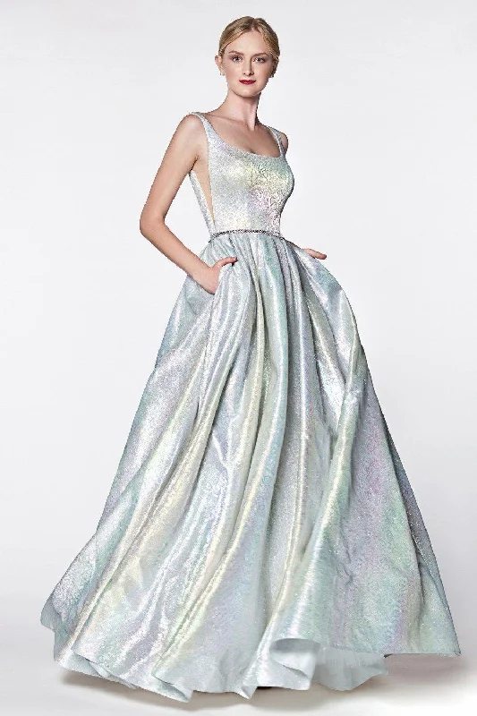Garden Wedding Dress Cinderella Divine KC880 Long Metallic Prom Dress