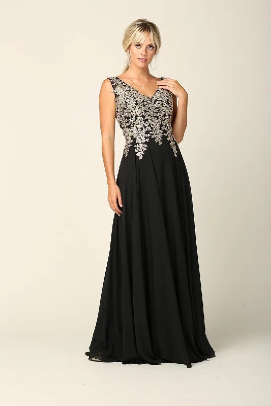 Floral Appliqué Gown Long Mother of the Bride Chiffon Formal Dress Sale