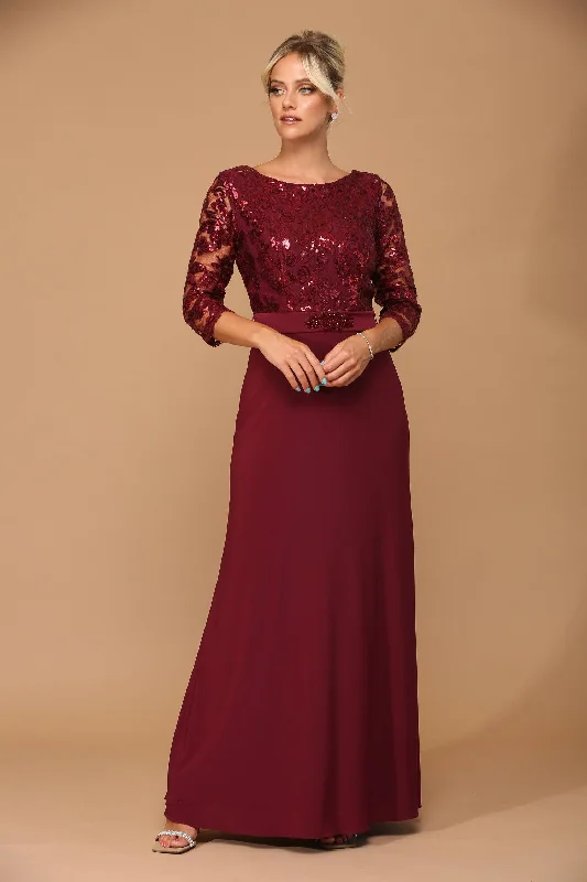 Pearl Embellished Dress Long Mother of the Bride Formal Evening Gown