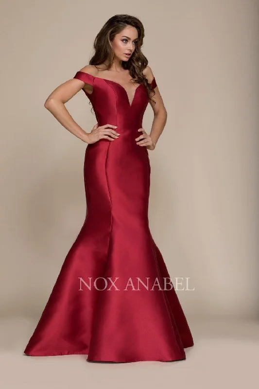 Long Off The Shoulder Fitted Formal Prom Dress Evening Gown Sale