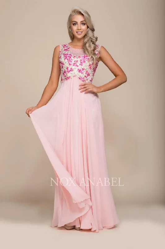 Silver Embellished Gown Long Sleeveless Prom Dress Formal