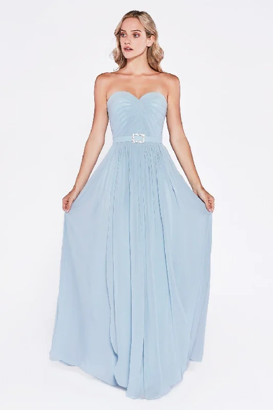 Strapless Ball Gown Long Strapless Chiffon Dress by Cinderella Divine C7460