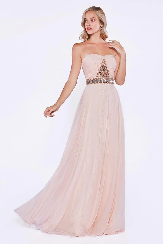 Dreamy Lace Gown Cinderella Divine CD4079 Long Strapless Formal Dress Prom