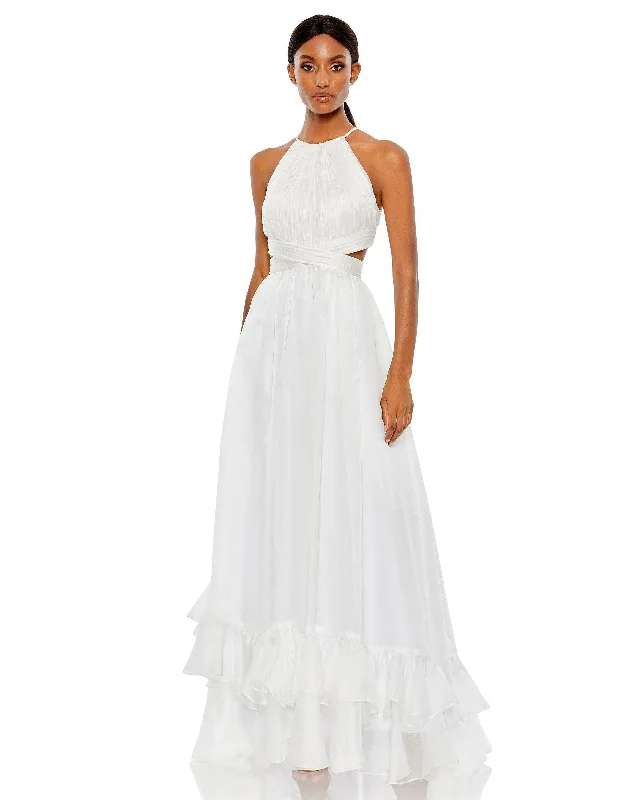 Off-Shoulder Dress Mac Duggal 49530 A Line Halter Long Formal Dress