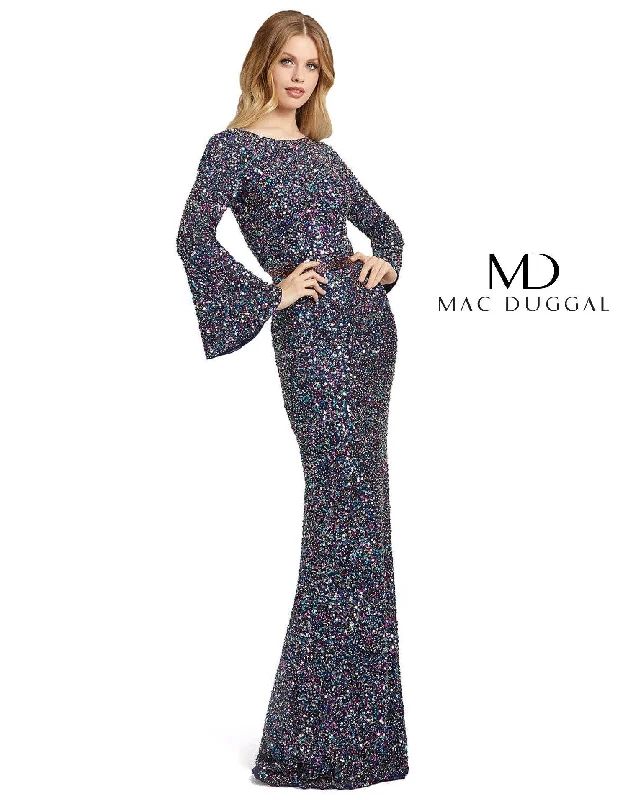 Contemporary Bridal Gown Mac Duggal Bell Long Sleeve Evening Formal Dress