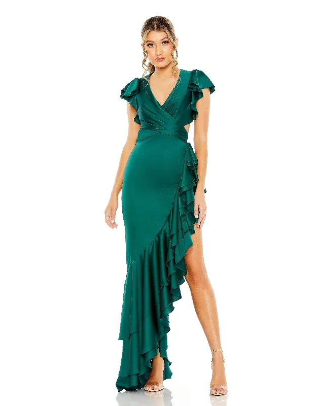 Long Sleeve Dress Mac Duggal 49529 Cap Sleeve High Low Dress