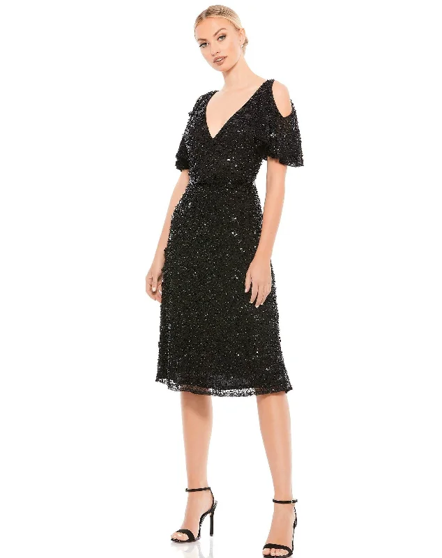 Strapless Ball Gown Mac Duggal 4988 Short Beaded Cocktail Dress