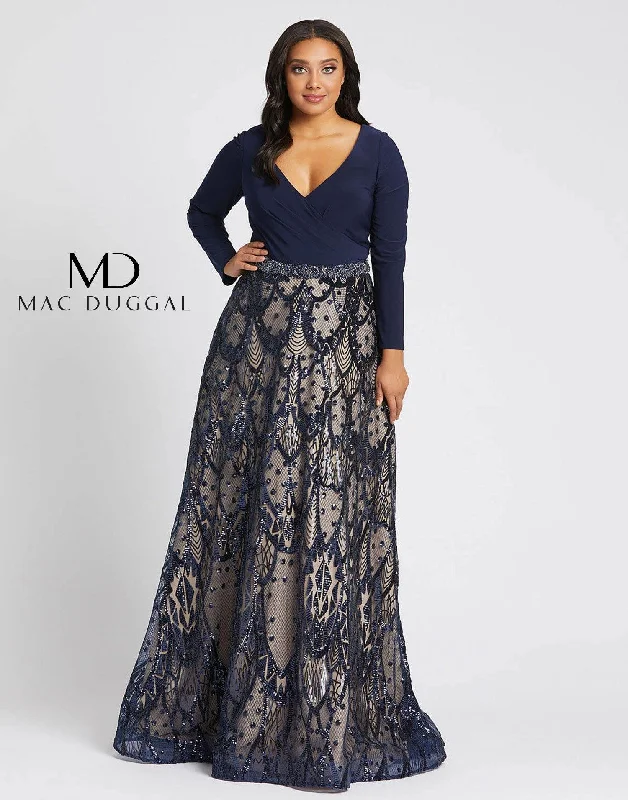 Gold Embroidered Dress Mac Duggal 67241 Fabulous Long Plus Size Dress