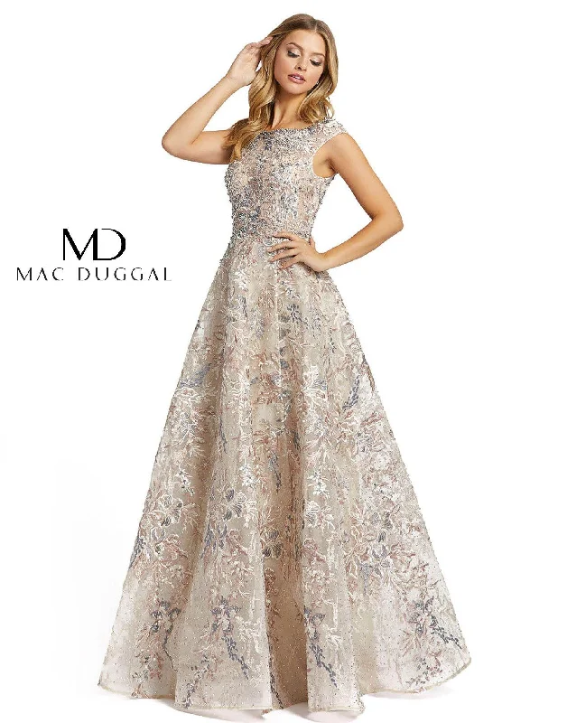 Mac Duggal 20219 Prom Long Cap Sleeve Ball Gown