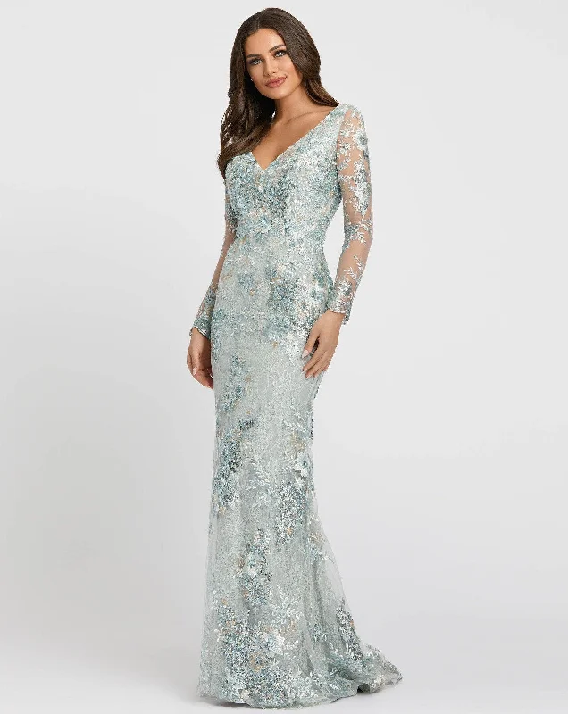 Hand-Stitched Lace Dress Mac Duggal 67539 Long Mother of the Bride Dress