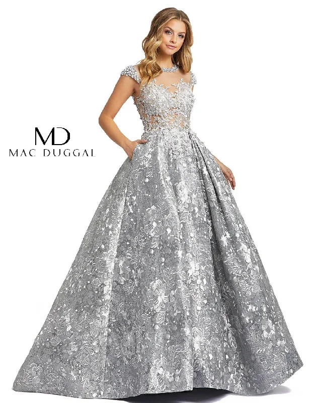 Silk Organza Gown Mac Duggal Long Sheer Bodice Embroidered Ball Gown