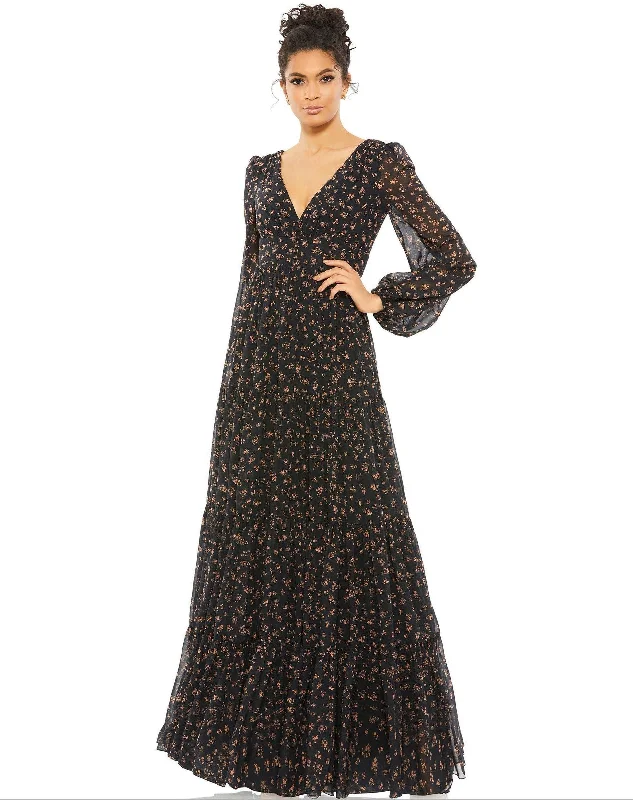 Bridal Gown Mac Duggal 55431 Long Sleeve Floral Formal Dress