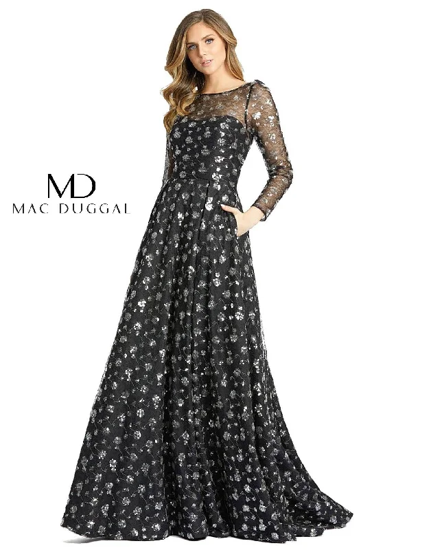 Sequin Wedding Gown Mac Duggal 12360 Long Sleeve Formal Dress