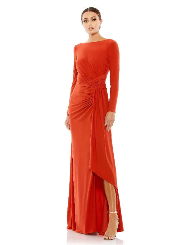 Ruched Bodice Dress Mac Duggal 26714 Long Sleeve Formal Dress