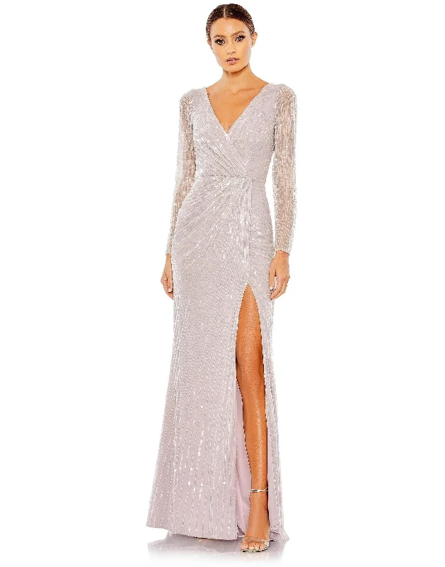 Off-White Dress Mac Duggal 93660 Long Sleeve Formal Evening Dress