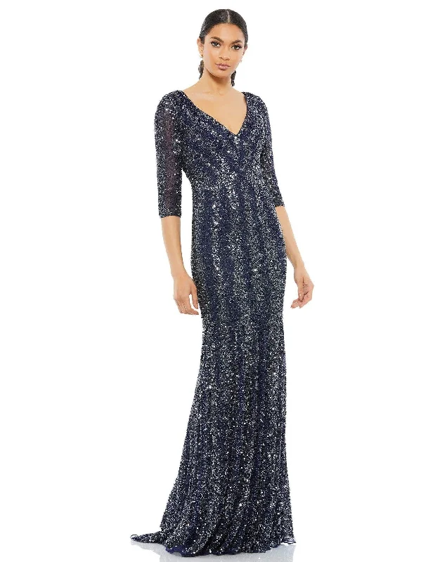 Layered Tulle Dress Mac Duggal 4247 Long Sleeve Formal Long Dress