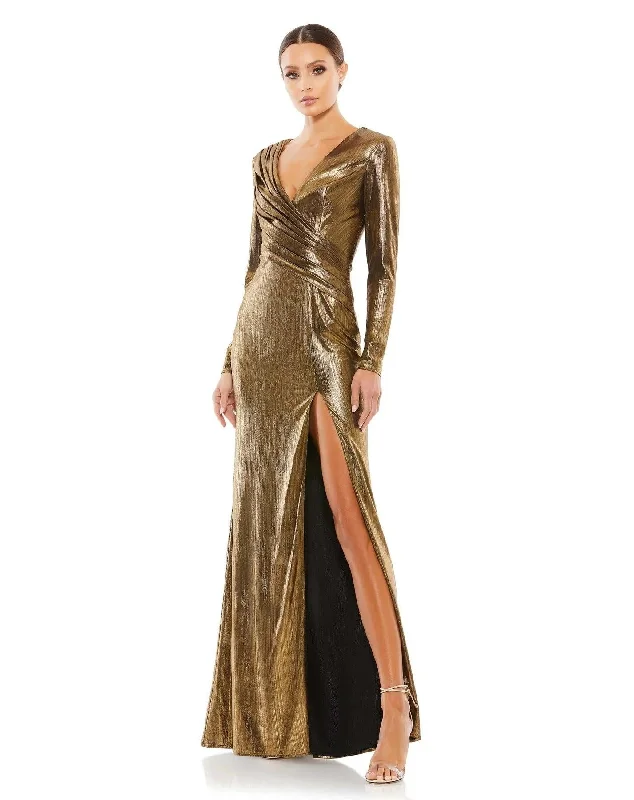 Mac Duggal 26684 Long Sleeve Formal Metallic Dress