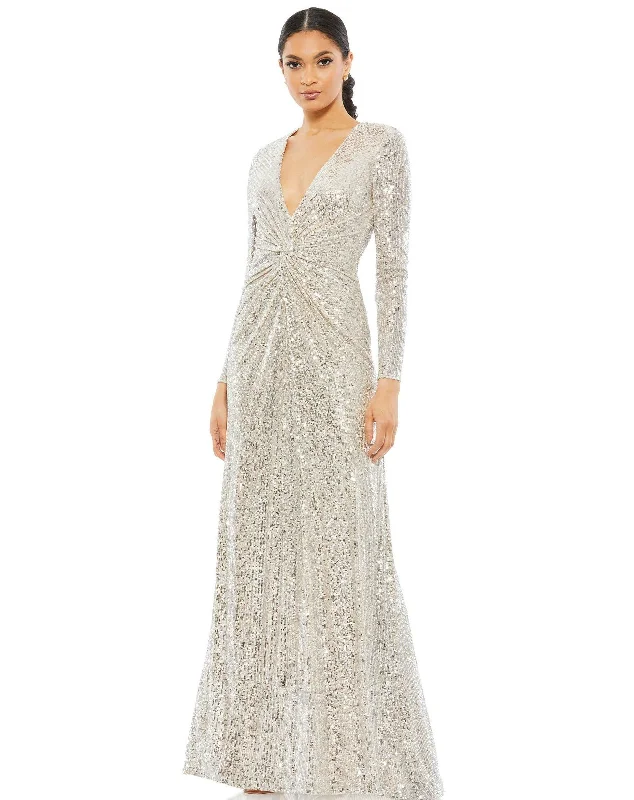 Custom Fit Gown Mac Duggal 26552 Long Sleeve Formal Evening Dress