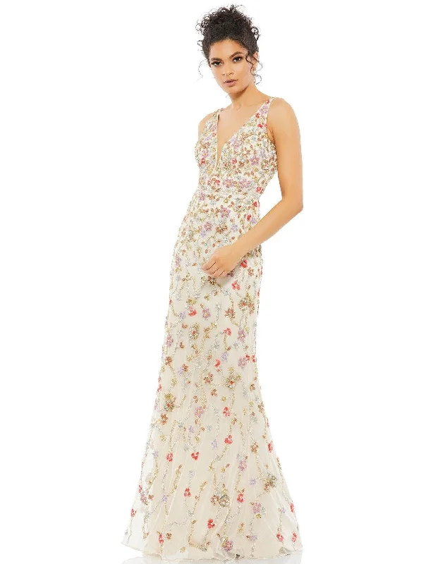 Mac Duggal 5482 Long Sleeveless Floral Formal Dress