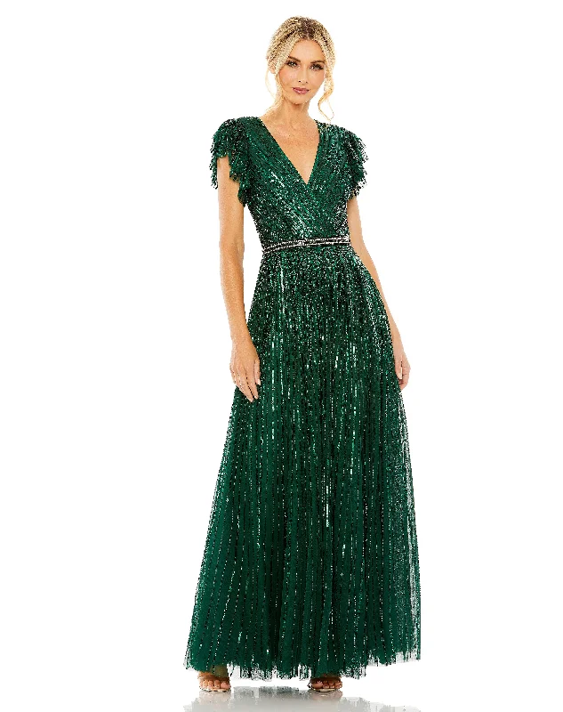 Chiffon Dress Mac Duggal 5502 Short Sleeve Formal Dress