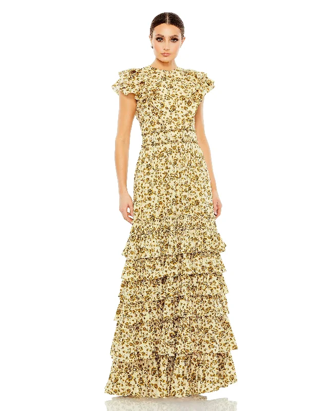 Sequin Wedding Gown Mac Duggal 8024 Short Sleeve Formal Long Dress