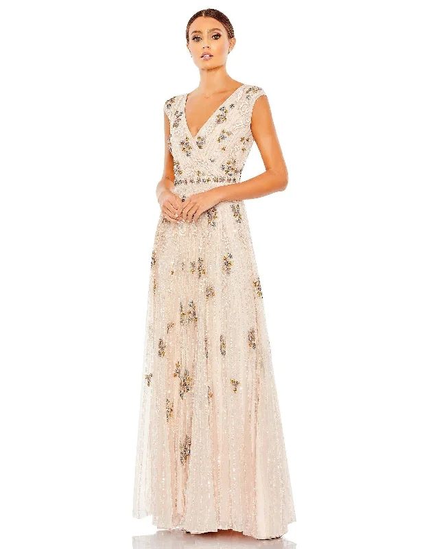 Ball Gown Mac Duggal 93575 Sleeveless Beaded Formal Long Dress