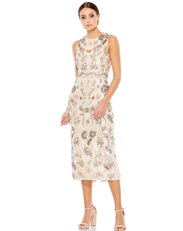 Unique Silhouette Gown Mac Duggal 93535 Short Sleeveless Beaded Dress