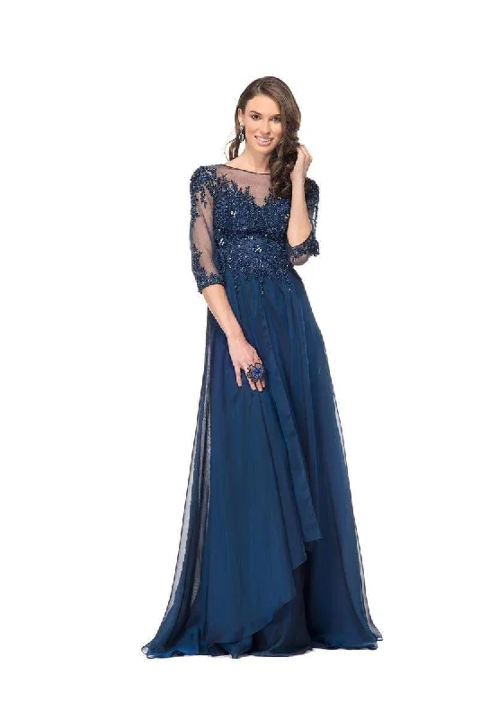 Chic Minimalist Dress Marsoni by Colors Quarter Sleeve Illusion Bateau Beaded Lace Gown Chic Minimalist Dress Marsoni by Colors Quarter Sleeve Illusion Bateau Beaded Lace Gown