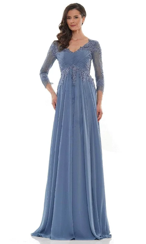 Marsoni by Colors - V-Neck Applique Evening Dress MV1125  - 1 pc Slate Blue In Size 22 Available