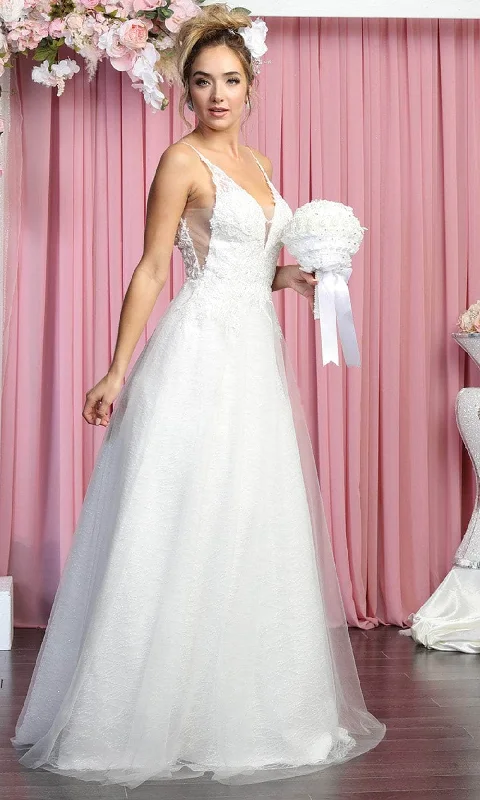 High-Fashion Wedding Gown May Queen Bridal RQ7886 - Thin Strap Embroidered Tulle Gown High-Fashion Wedding Gown May Queen Bridal RQ7886 - Thin Strap Embroidered Tulle Gown