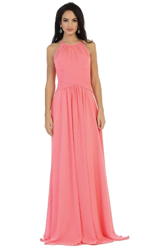 Ornate Lace Dress May Queen - Crisscross Ruched Fitted Bridesmaid Dress