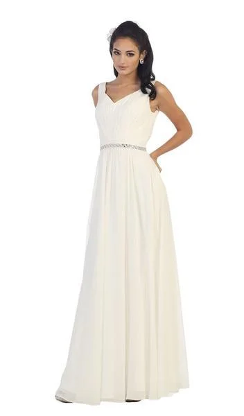 Unique Wedding Gown May Queen - MQ1400 Jeweled V-Neck Chiffon A-Line Evening Dress - 1 pc Emerald Gr In Size 8 Available Unique Wedding Gown May Queen - MQ1400 Jeweled V-Neck Chiffon A-Line Evening Dress - 1 pc Emerald Gr In Size 8 Available