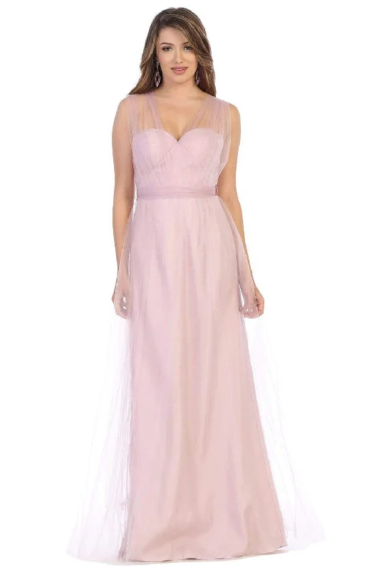 Puffy Sleeve Dress May Queen - MQ1728 Illusion Sweetheart A-Line Dress