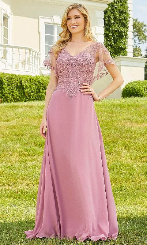 Vintage-Inspired Gown Mori Lee 72517 - Flutter Illusion Sleeve A-Line Long Dress