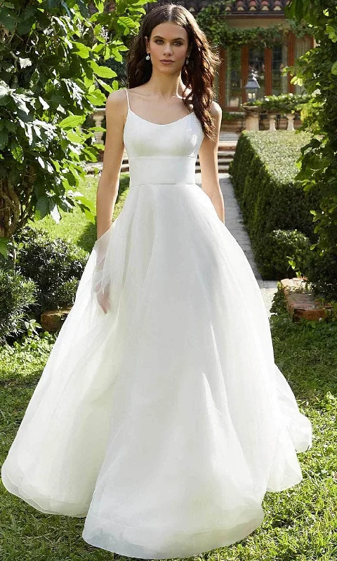 Modern Minimalist Gown Mori Lee Bridal 12145 - Sleeveless Scoop Neck Wedding Dress