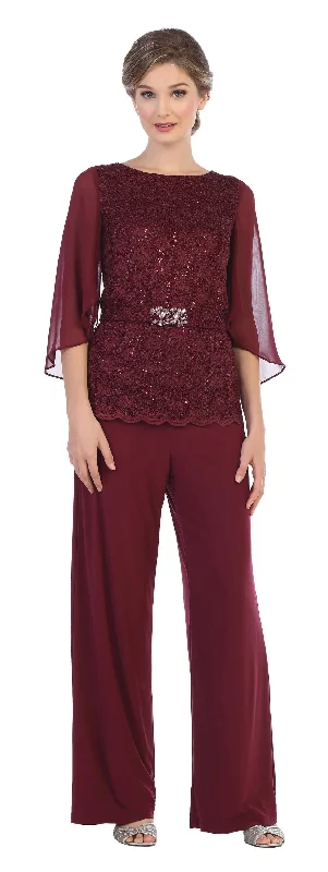 Puffy Sleeve Dress Mother of the Bride Plus Size Pant Suit
