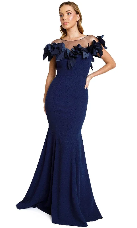 Flowing Wedding Gown Nicole Bakti 604L - Formal Petal-Detailed Trumpet Gown