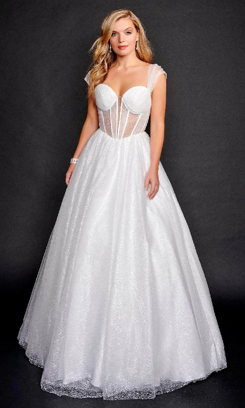 Strapless Ball Gown Nina Canacci 3210 - Fit and Flare Glittered Tulle Gown
