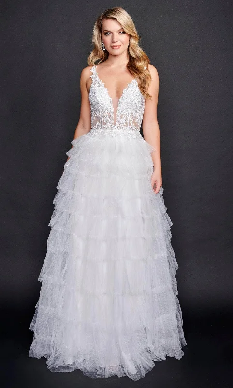 Asymmetrical Hem Dress Nina Canacci 3226 - Tulle Lace A-line Tiered Gown