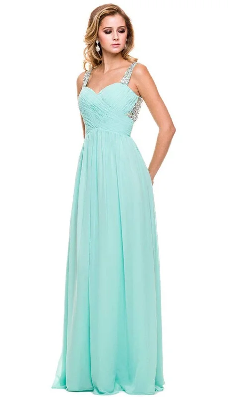 Timeless Elegance Dress Nox Anabel - 8140 Rhinestone Embellished Ruched Long Dress Timeless Elegance Dress Nox Anabel - 8140 Rhinestone Embellished Ruched Long Dress