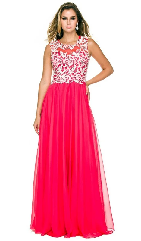 High Slit Gown Nox Anabel - 8154 Floor Length Lace Bodice Gown