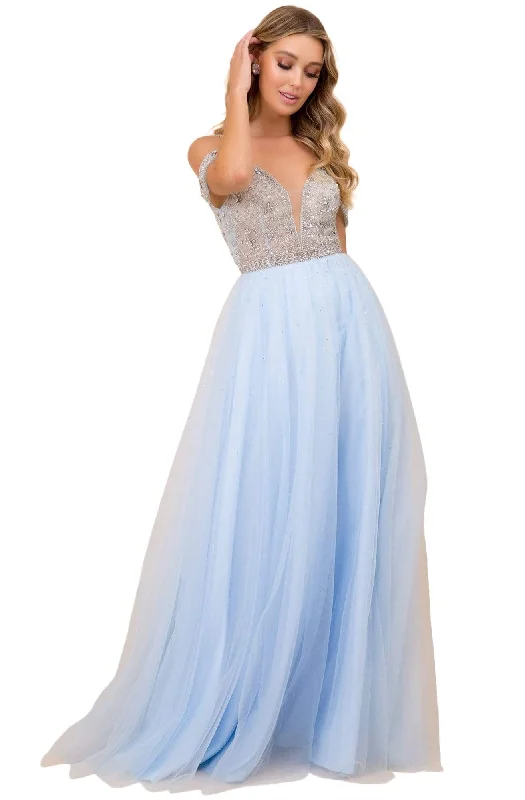 Strapless Ball Gown Nox Anabel - L342 Bejeweled Bodice Cold Shoulder Long Gown