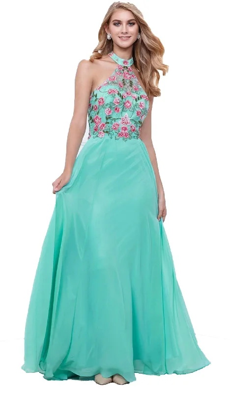 Sparkle Ball Gown Nox Anabel - 8326 Lovely Floral Halter Style Long Evening Gown